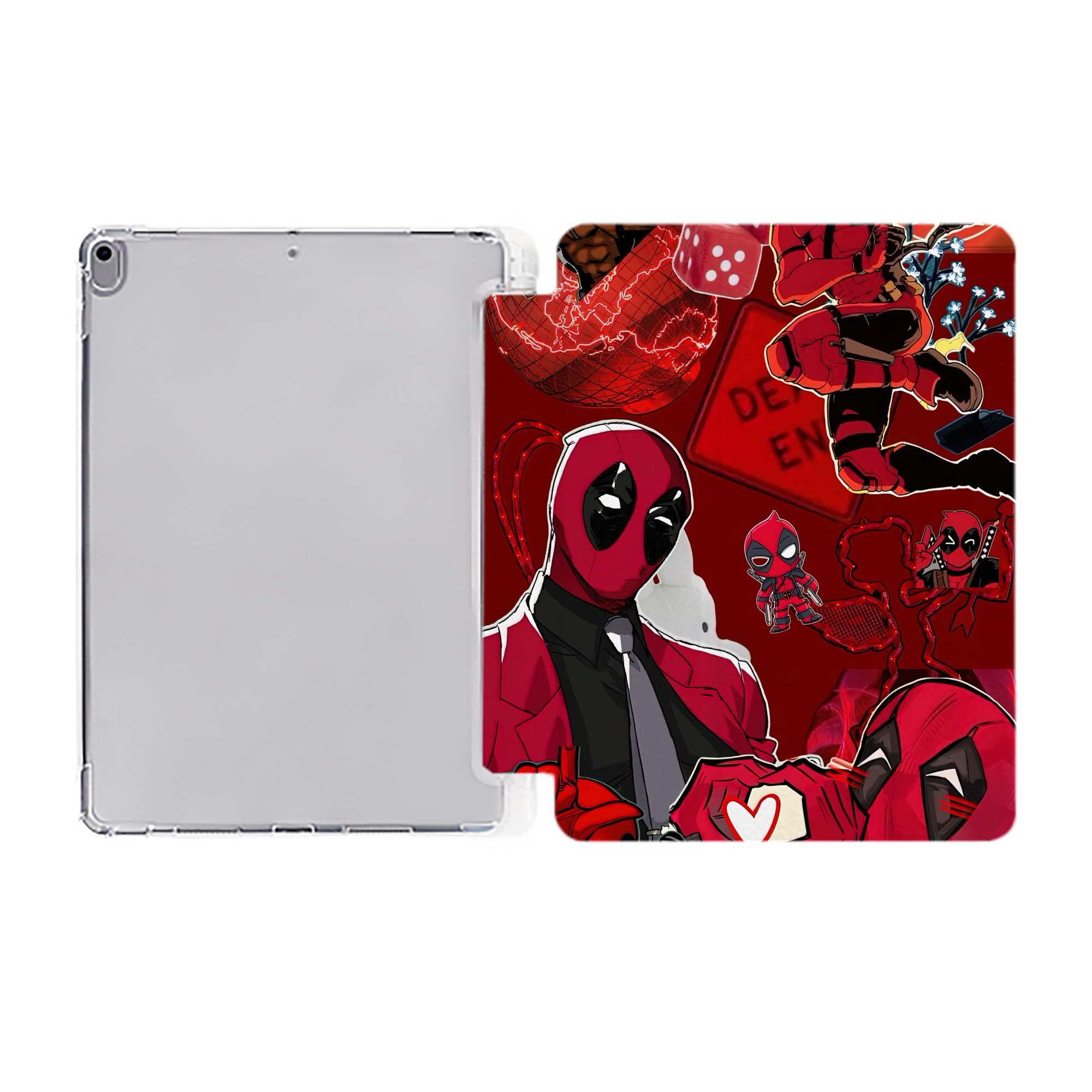 （画像用） Deadpool デッドプール IPad ケース ペン収納付き 三つ折りスタンド PUレザー×シリコン 対応機種9.5/10.5/10.9インチ